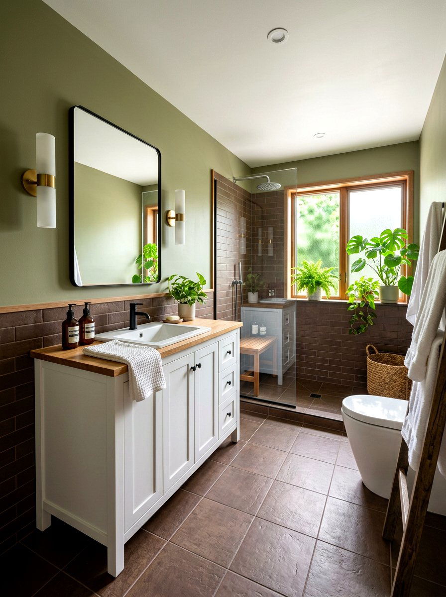 Brown and sage green bathroom - 30 chocolate brown bathroom ideas