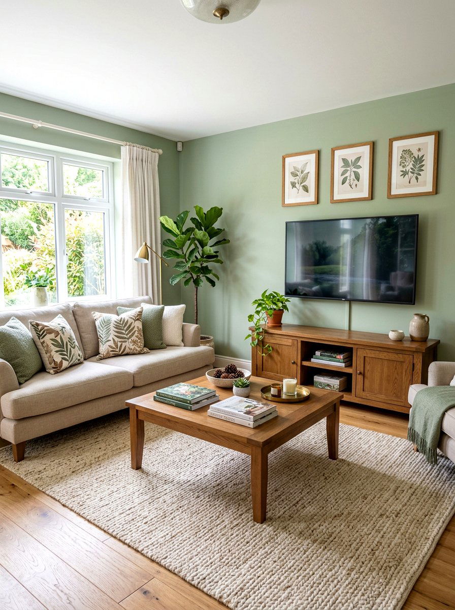 Brown and sage green living room - 30 brown living room ideas