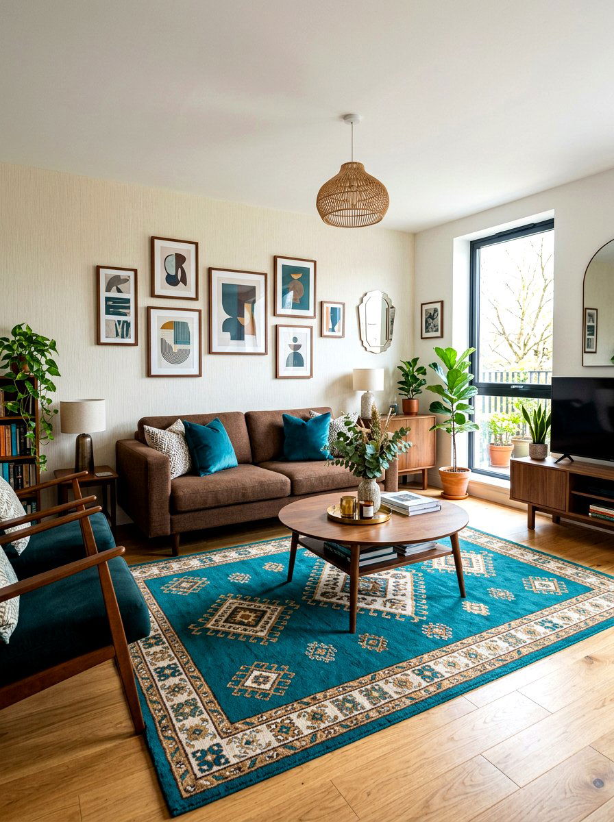 Brown and teal living room - 30 brown living room ideas