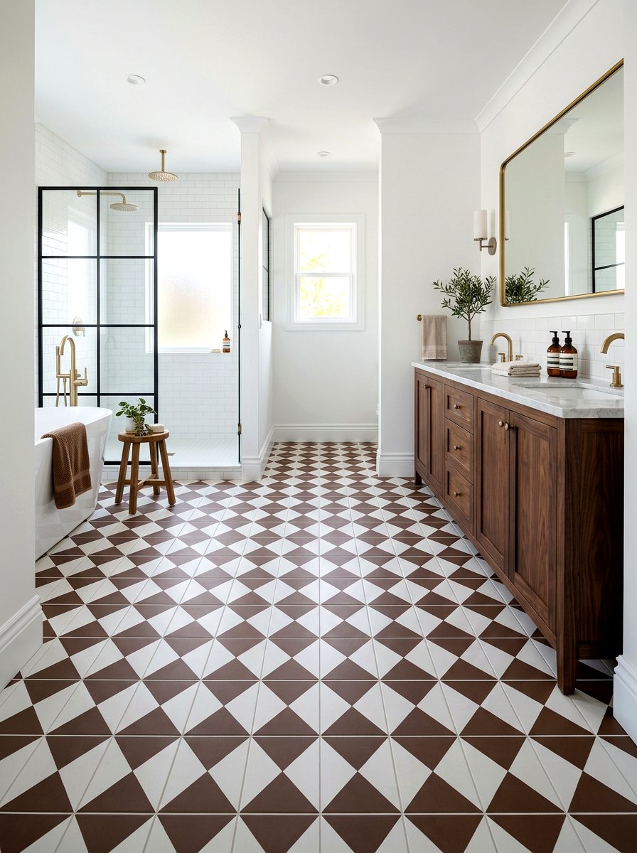 Brown and white bathroom floor - 30 chocolate brown bathroom ideas