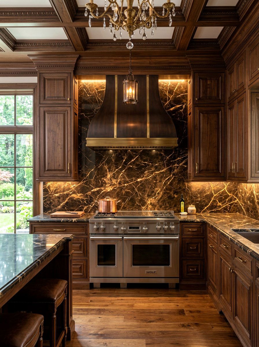 Brown marble slab backsplash - 30 slab backsplash ideas