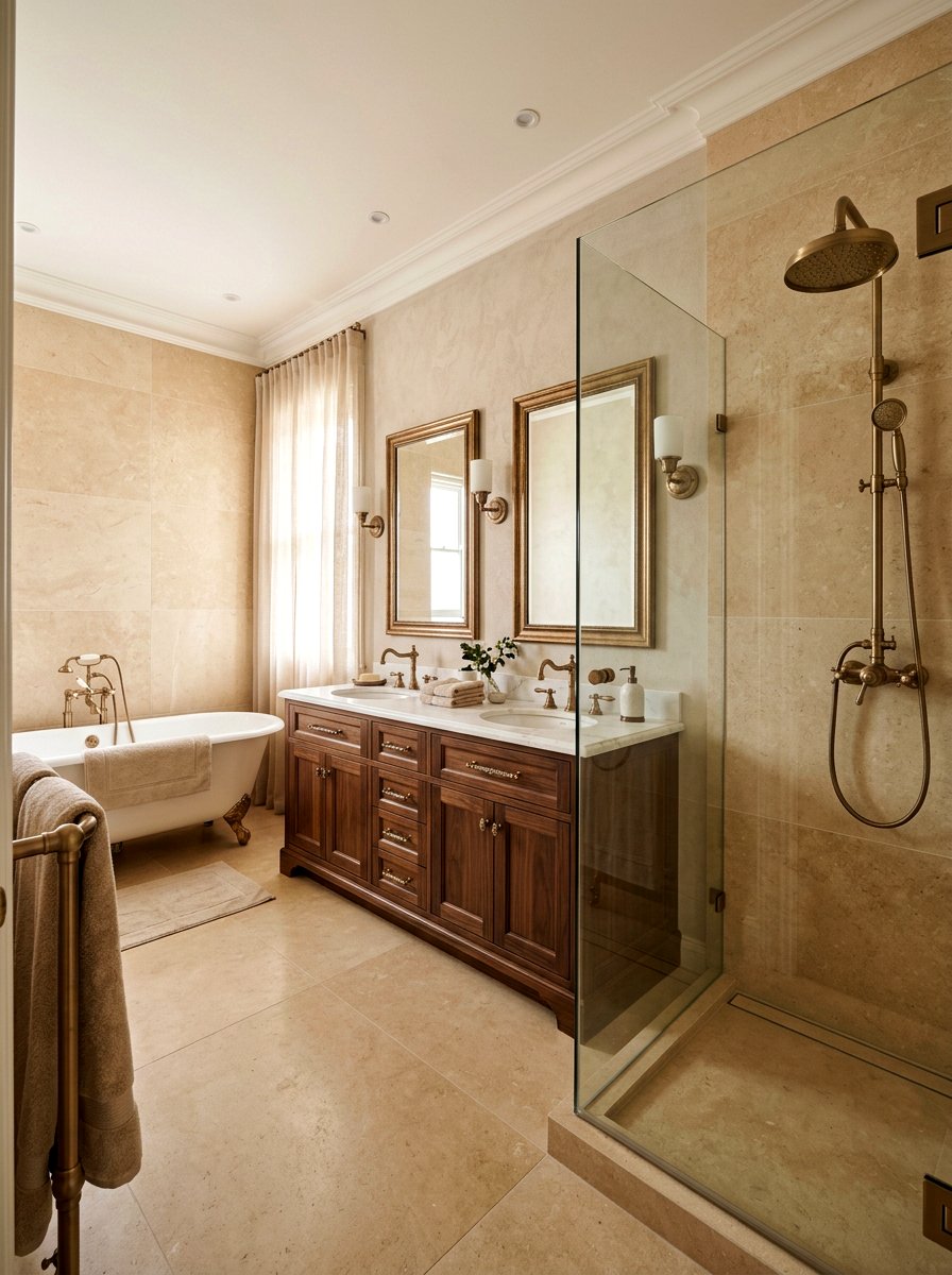 Brushed Bronze Bathroom - 30 bathroom hardware finish ideas