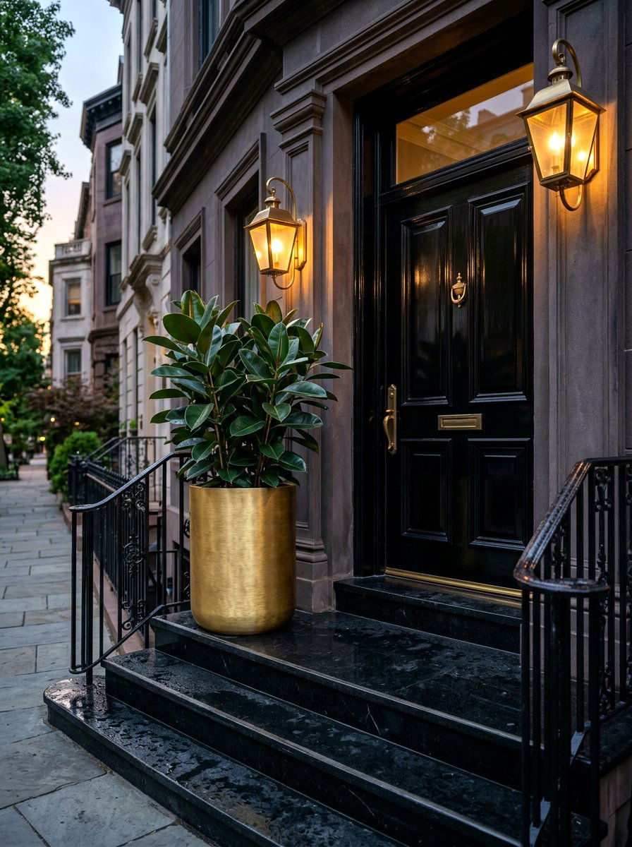 Brushed Gold Planter - 30 tall front door planter ideas