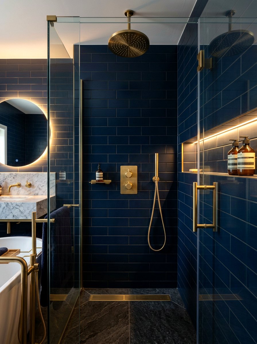Brushed Gold Shower Hardware - 30 spa shower ideas