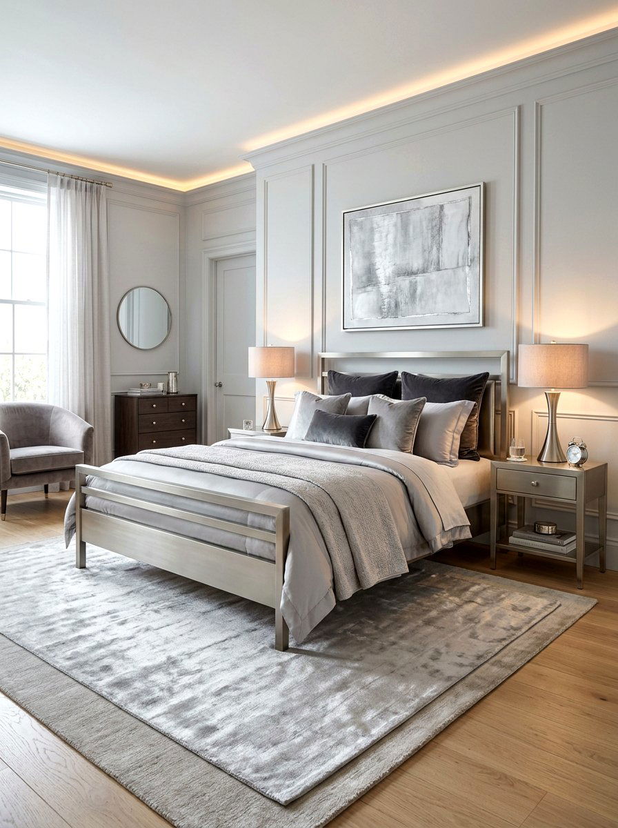 Brushed Nickel Bedroom - 30 metallic maximalist decor ideas