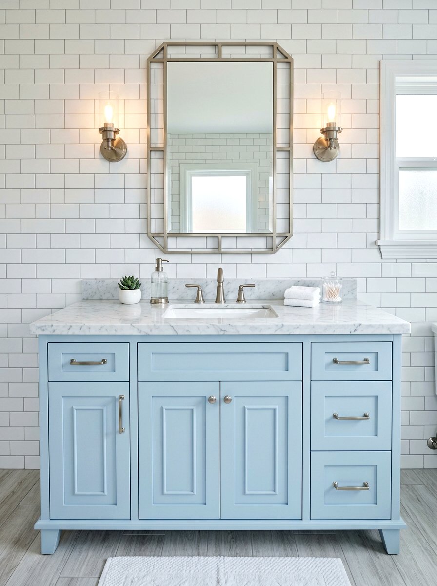 Brushed Nickel Vanity - 30 neo deco bathroom vanity ideas