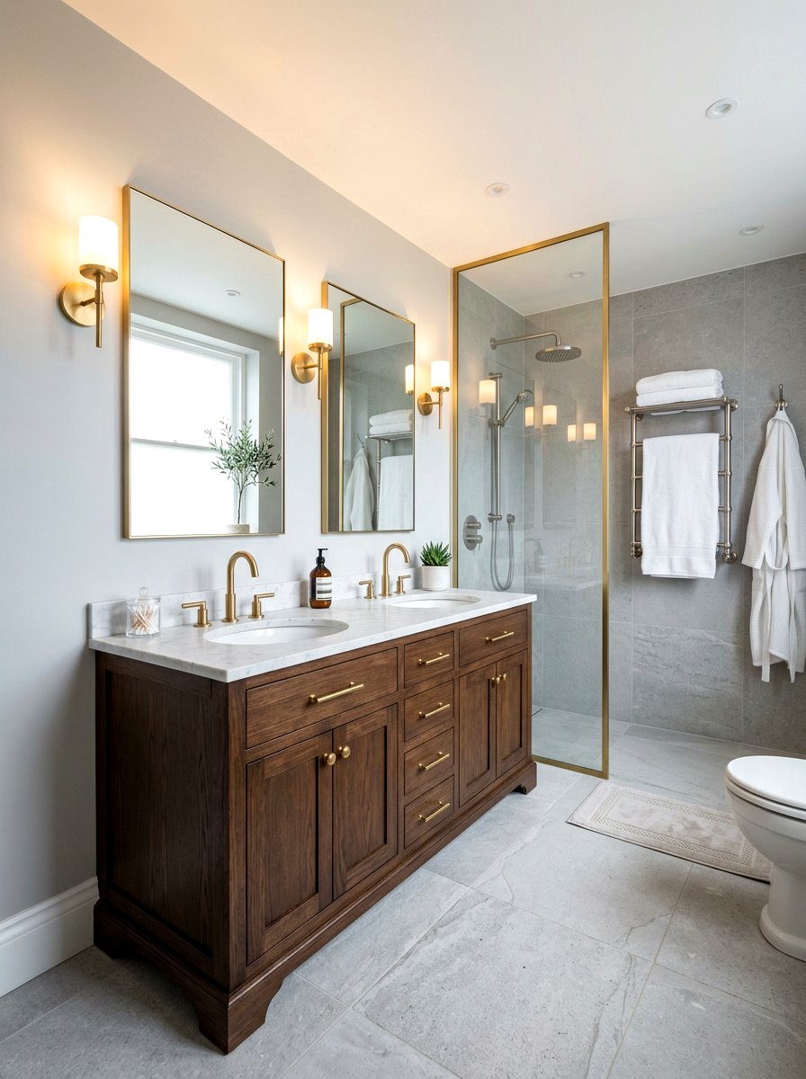 Brushed gold and silver bathroom - 30 mixed metal bathroom decor ideas