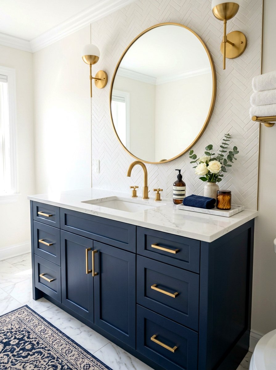 Brushed gold faucet - 30 bathroom makeover ideas