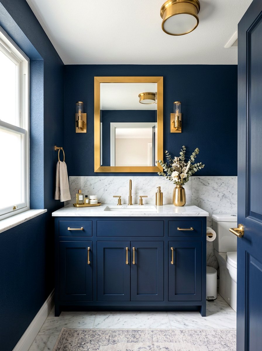 Brushed gold powder room - 30 spa like powder room ideas