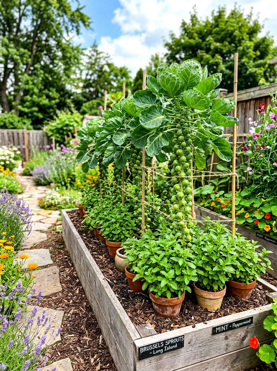 Brussels Sprout And Mint Companion Planting - 30 raised bed companion planting ideas