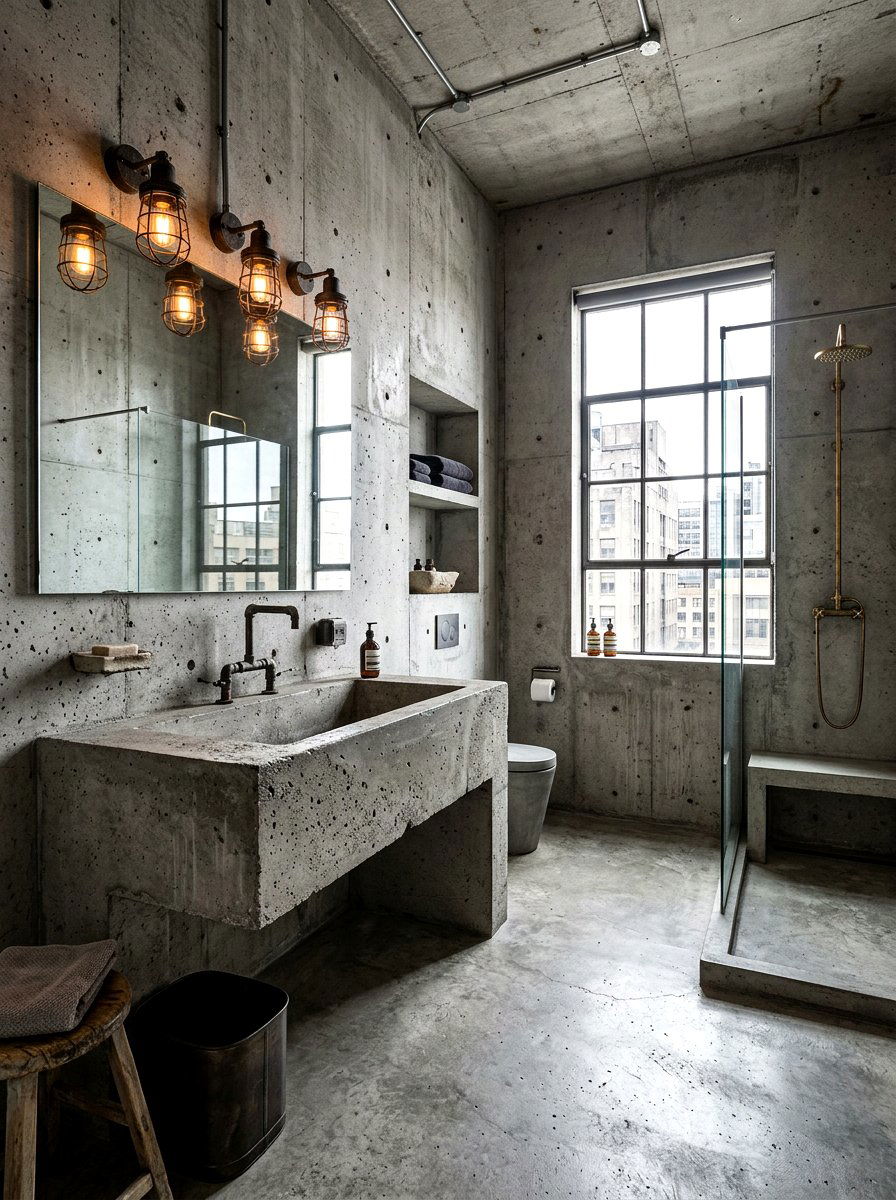 Brutalist Concrete Sink - 30 concrete sink bathroom ideas