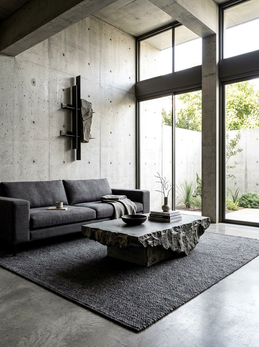 Brutalist Stone Coffee Table - 30 stone coffee table ideas