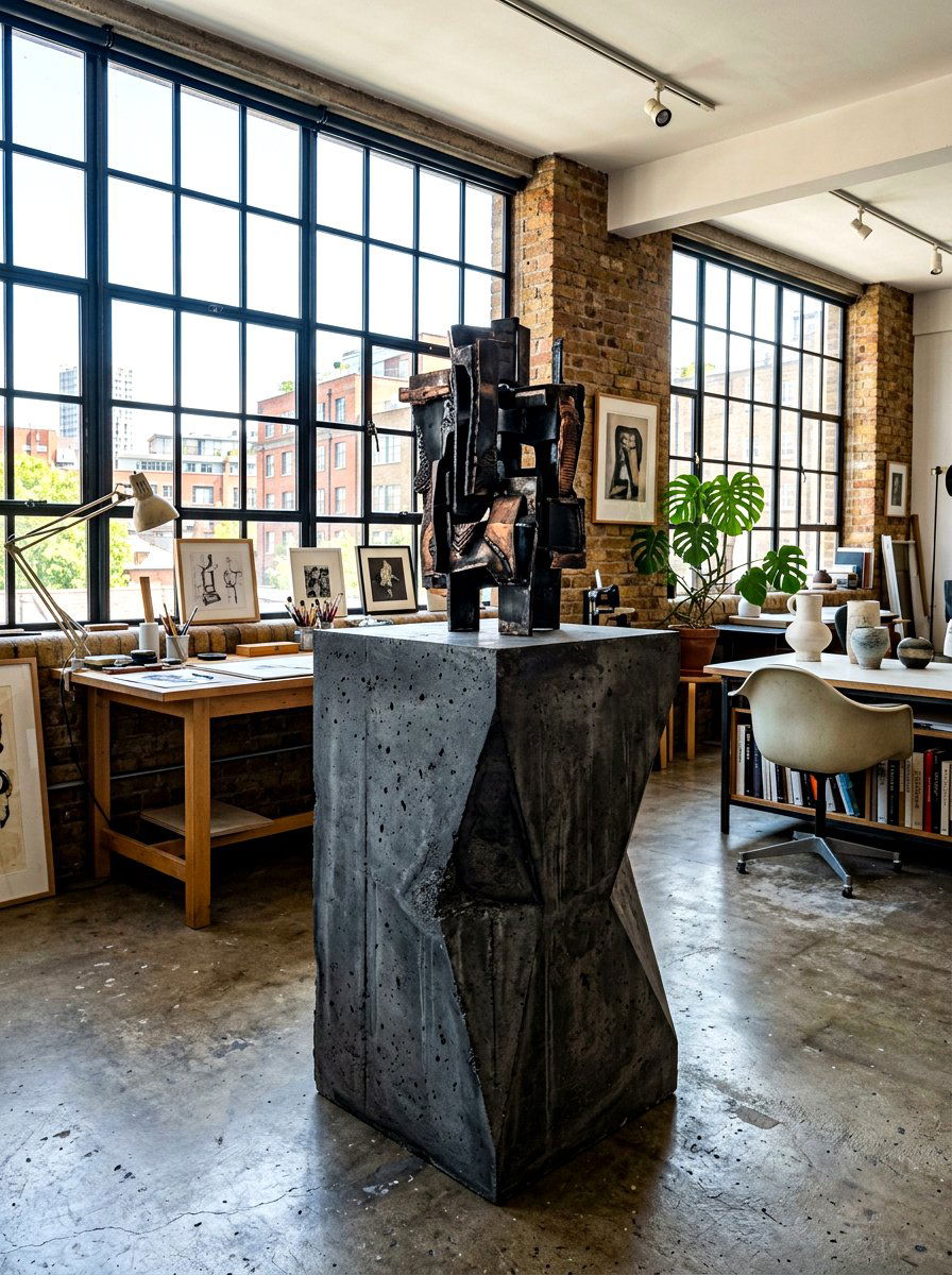 Brutalist Stone Pedestal Studio - 30 stone pedestal decor ideas