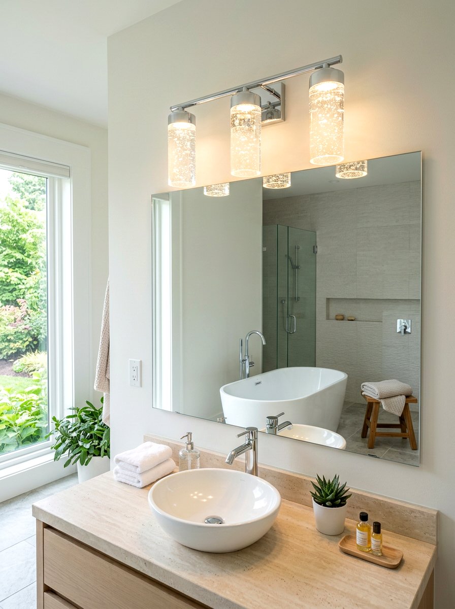 Bubble Glass Chrome Vanity Light - 30 chrome bathroom lighting ideas