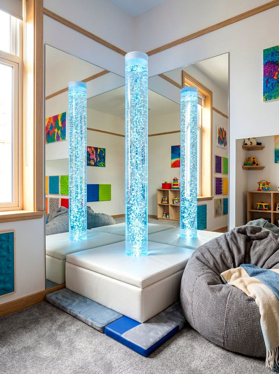 Bubble tube for sensory room - 30 sensory playroom ideas