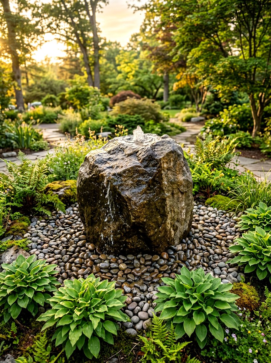 Bubbling Rock Fountain - 30 backyard water feature ideas