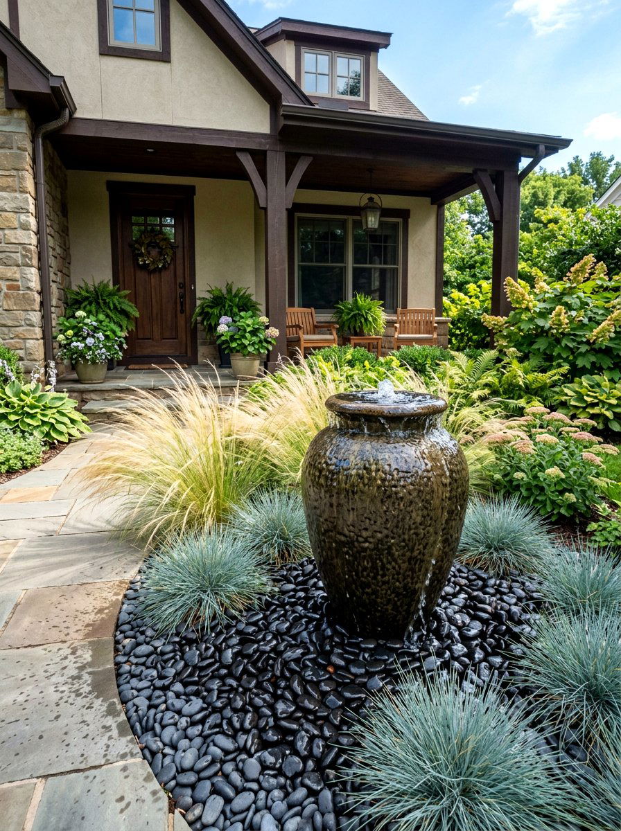 Bubbling Stone Urn - 30 entry fountain landscaping ideas