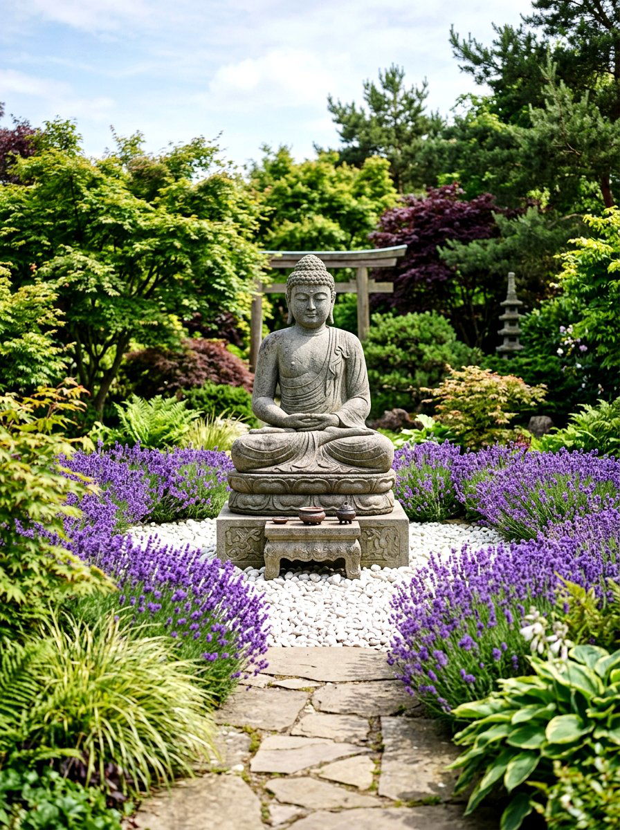 Buddha Statue Garden - 30 outdoor meditation corner ideas