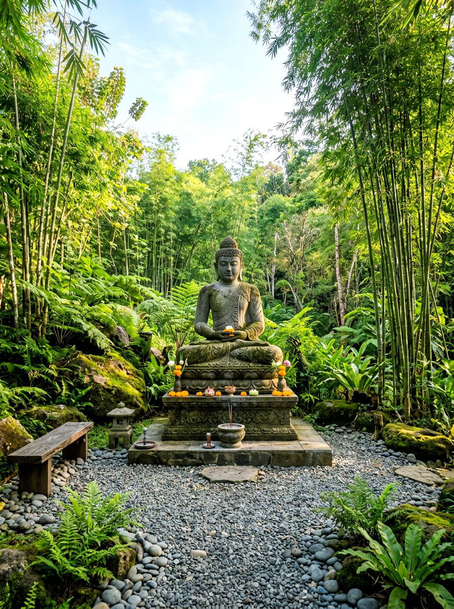 Buddha Statue Sanctuary - 30 meditation backyard corner ideas