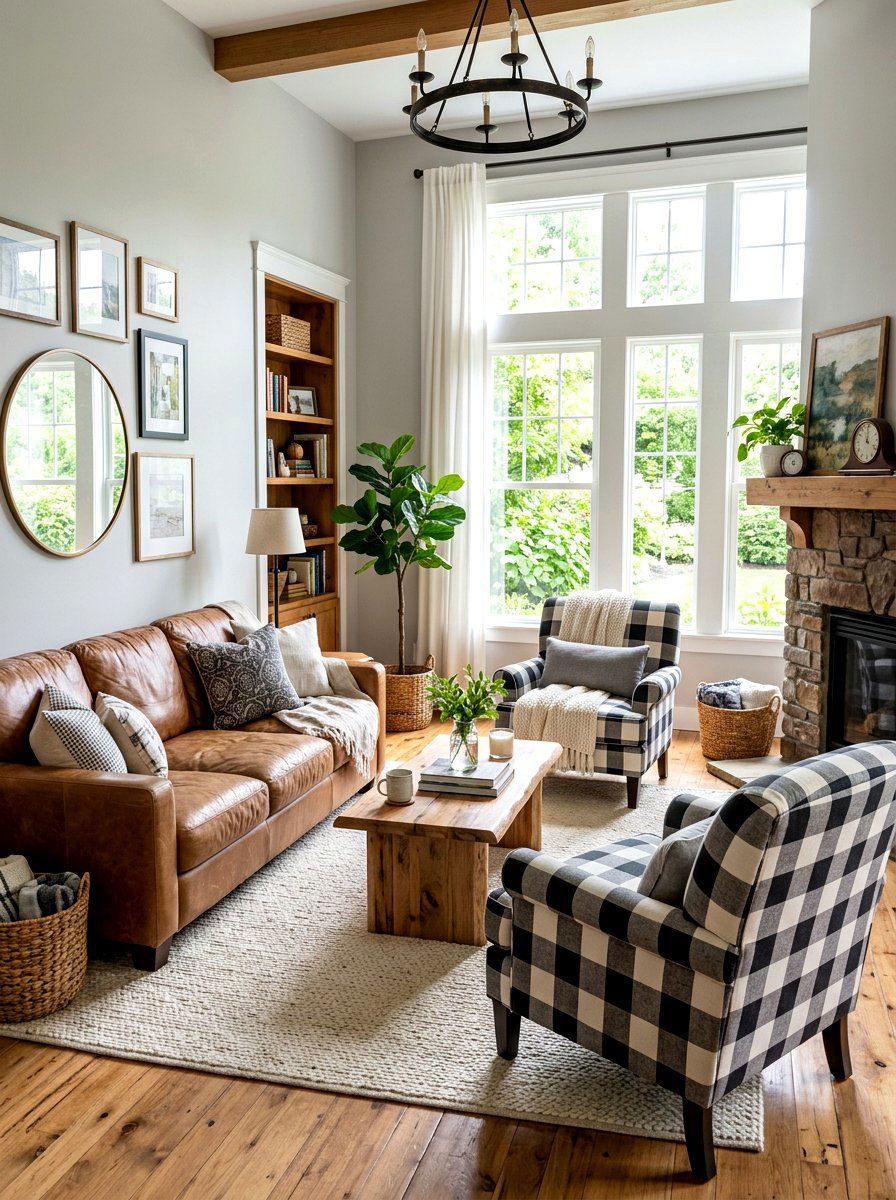 Buffalo Check Living Room - 30 plaid decor ideas