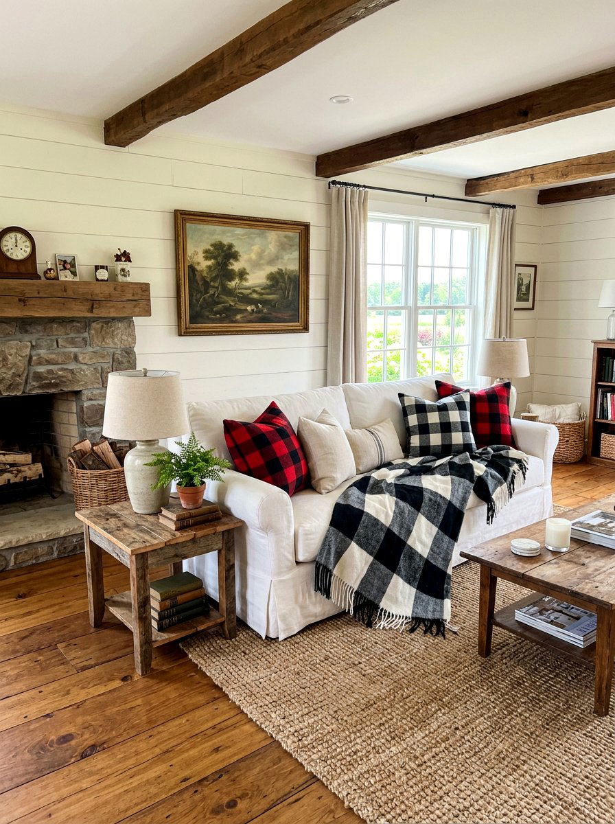 Buffalo Check Pattern Textiles - 30 modern farmhouse decor ideas