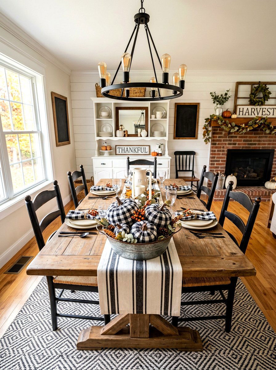 Buffalo Check Pumpkins - 30 autumn centerpiece bowl ideas
