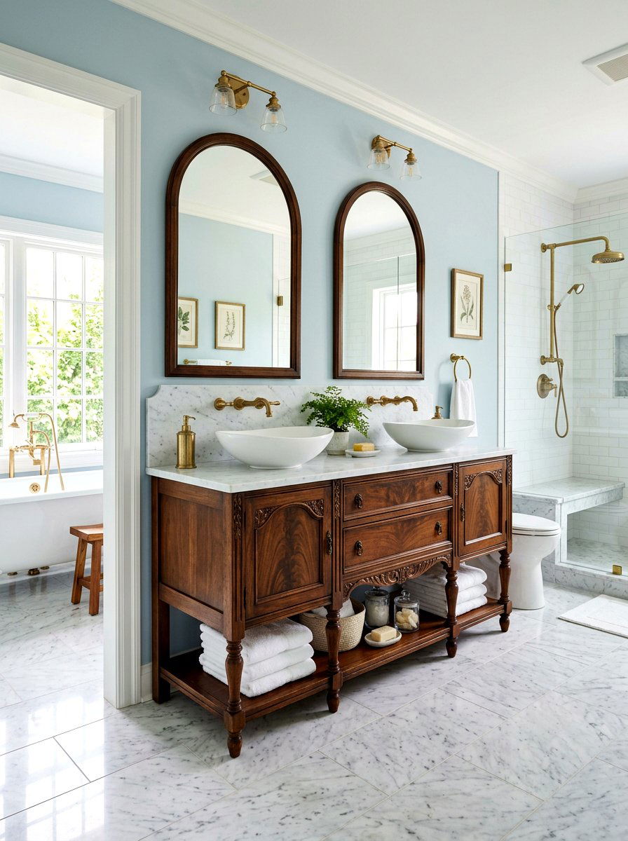 Buffet Bathroom Vanity - 30 vintage upcycled furniture ideas