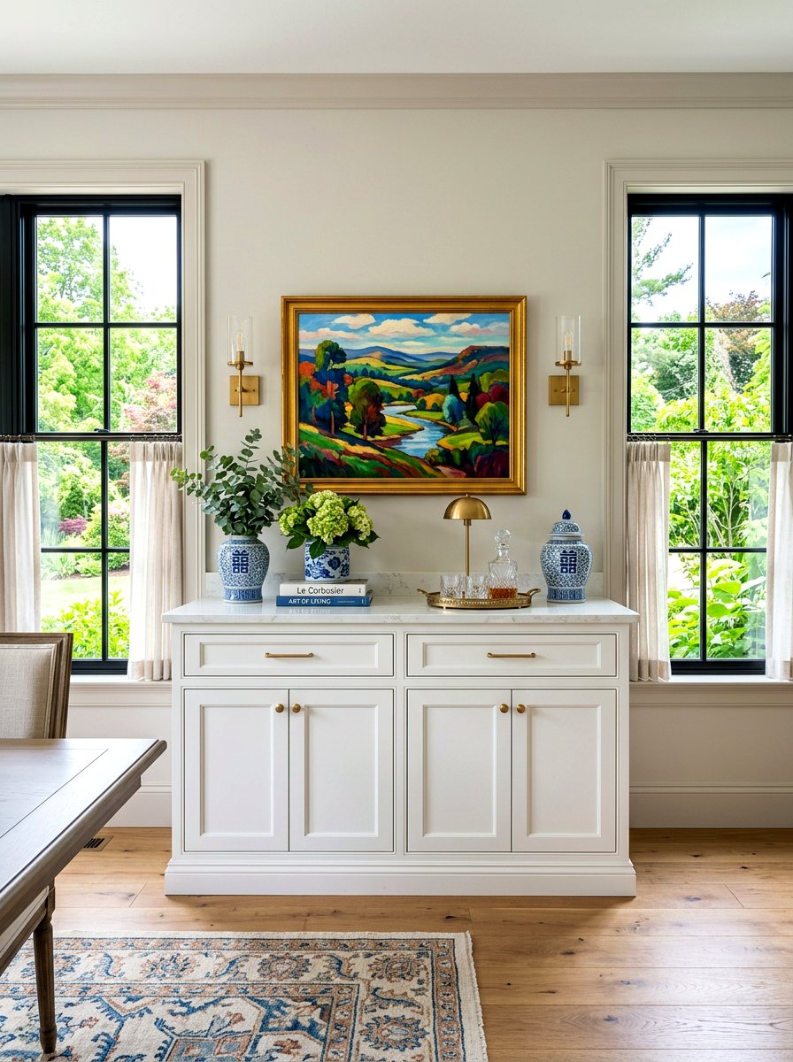 Buffet Between Two Windows - 30 built in buffet dining ideas