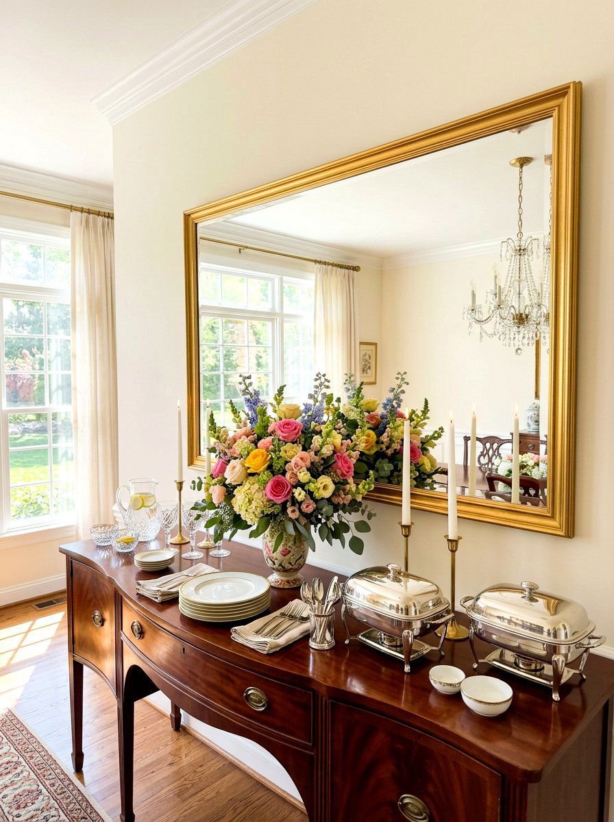 Buffet Table Mirror - 30 dining buffet styling ideas