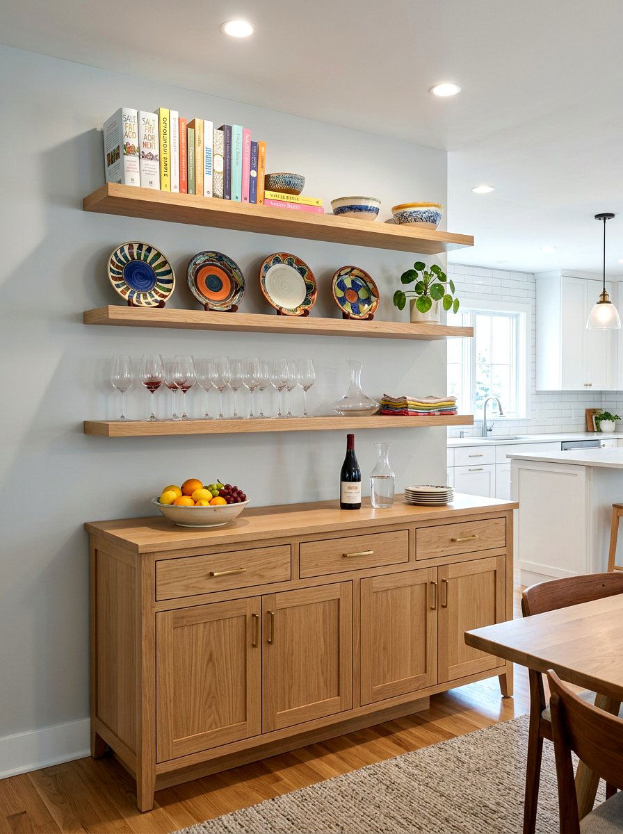 Buffet With Floating Shelves - 30 dining buffet styling ideas