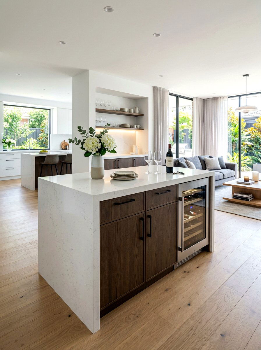Buffet With Waterfall Countertop - 30 built in buffet dining ideas