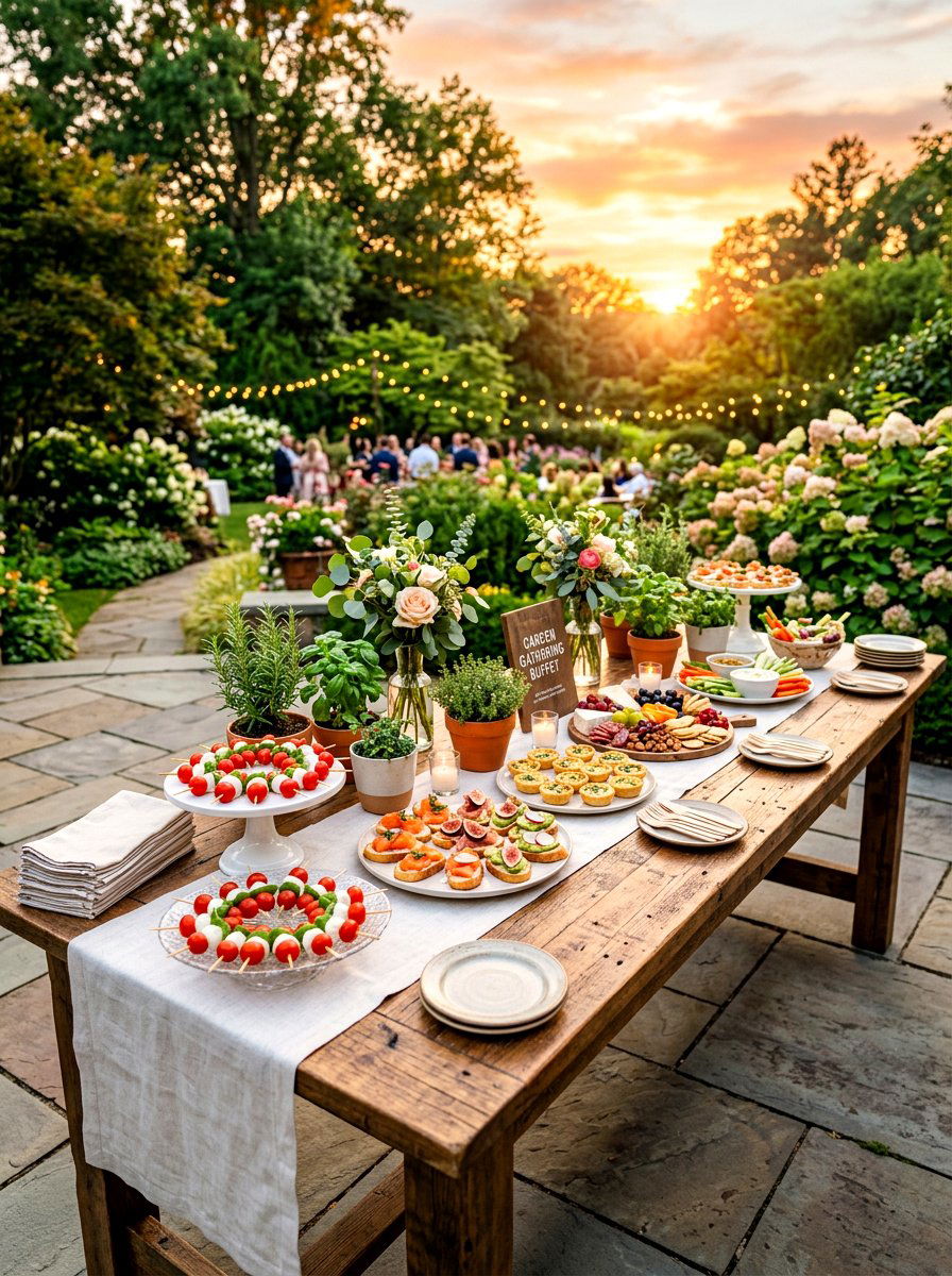 Buffet table decor - 30 evening patio party ideas