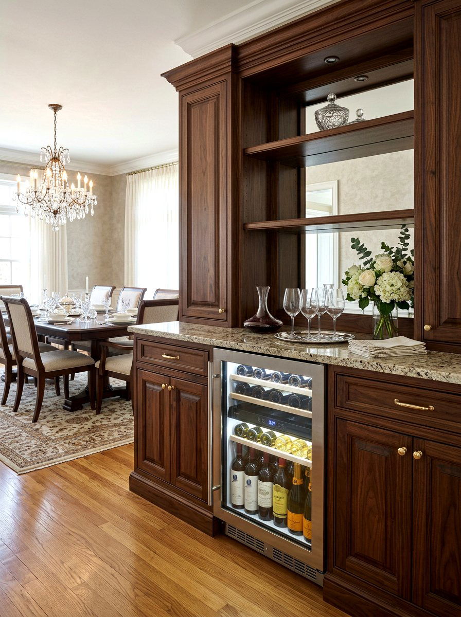 Buffet with wine cooler - 30 dining room storage ideas