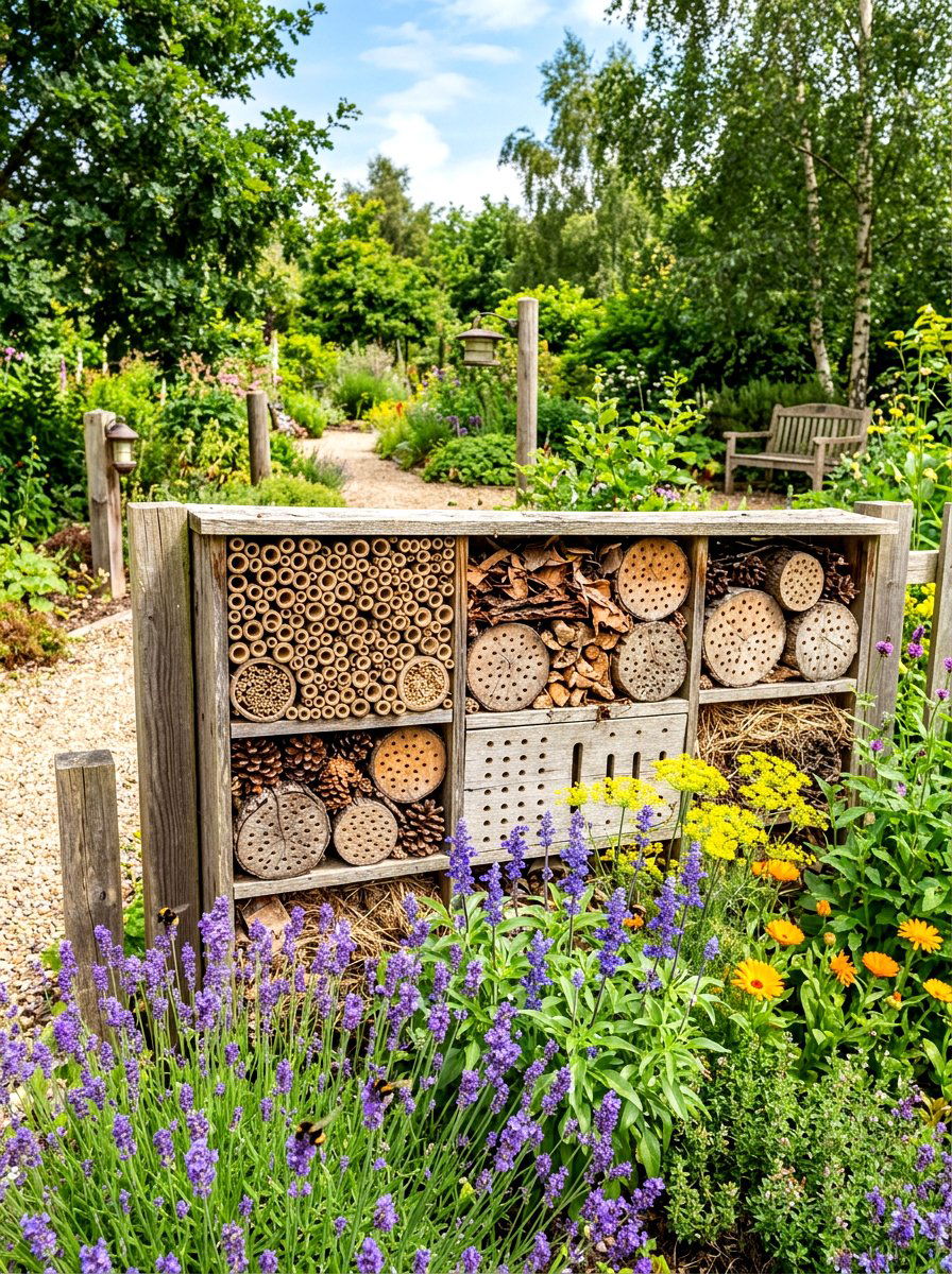 Bug Hotel Habitat Fence - 30 herb garden fence ideas