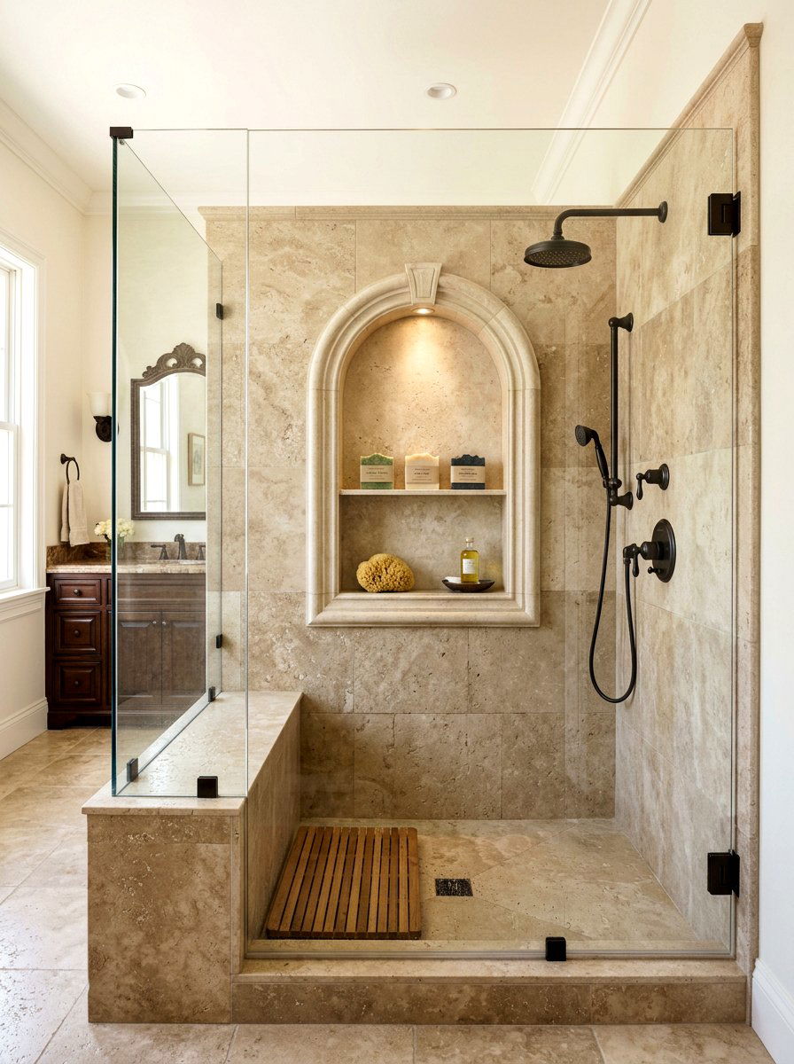 Built In Arched Wall Niche - 30 French country bathroom ideas