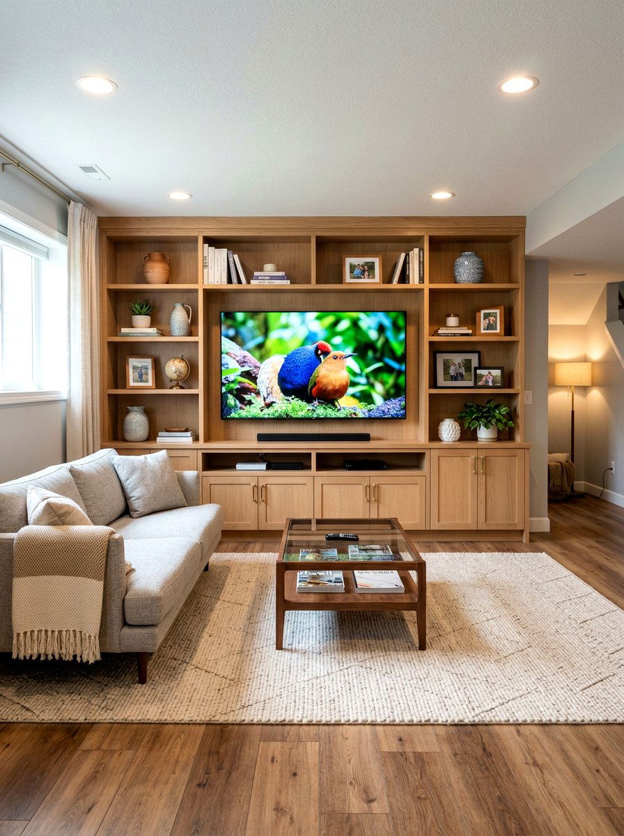 Built In Basement Media Wall - 30 basement family room ideas