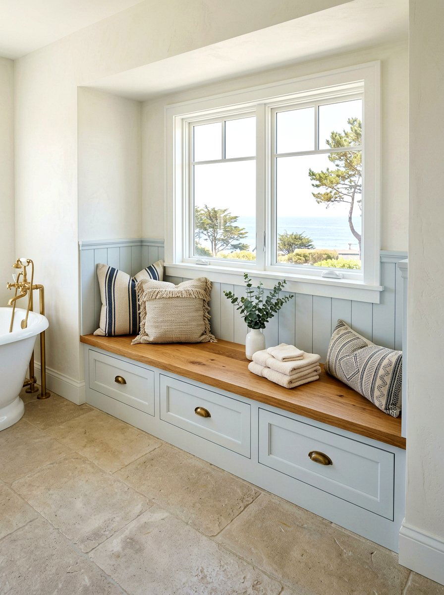 Built In Bathroom Bench - 30 built in bathroom storage ideas