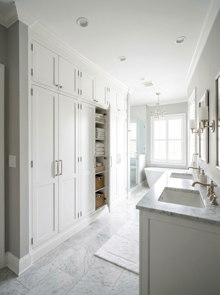 Built In Bathroom Linen Closet - 30 bathroom linen shelf ideas