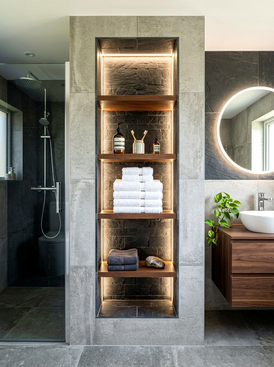 Built In Bathroom Niche - 30 towel storage ideas