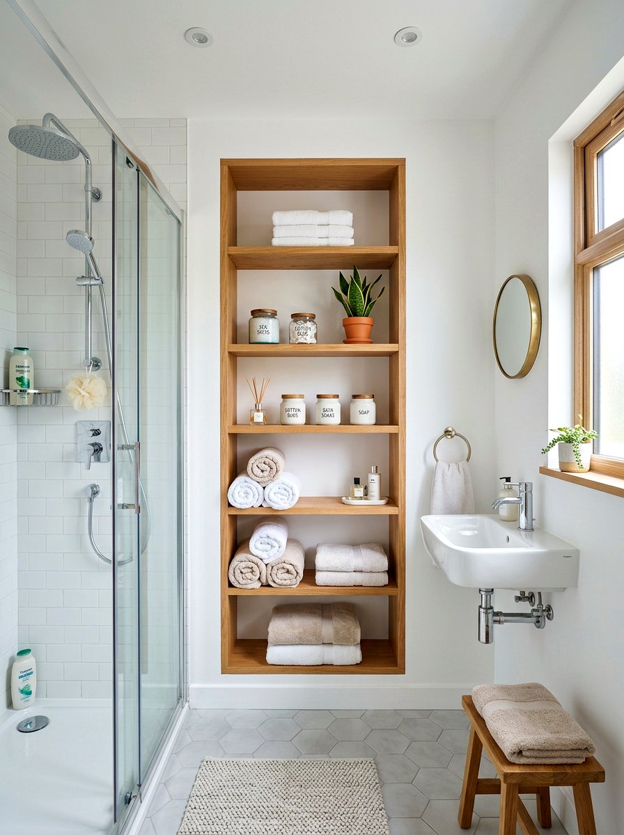 Built In Bathroom Storage - 30 small cottage bathroom ideas