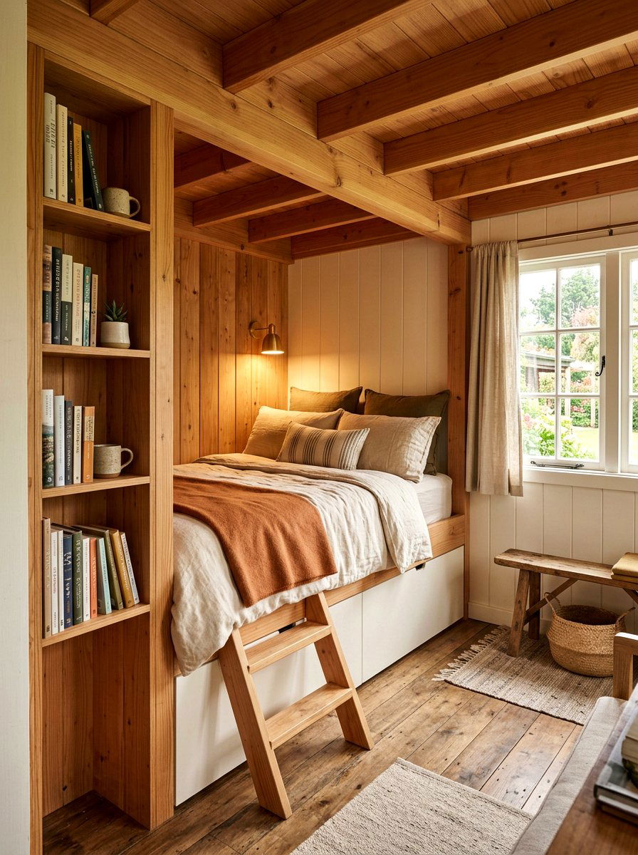 Built In Bed Nook - 30 tiny cottage bedroom ideas