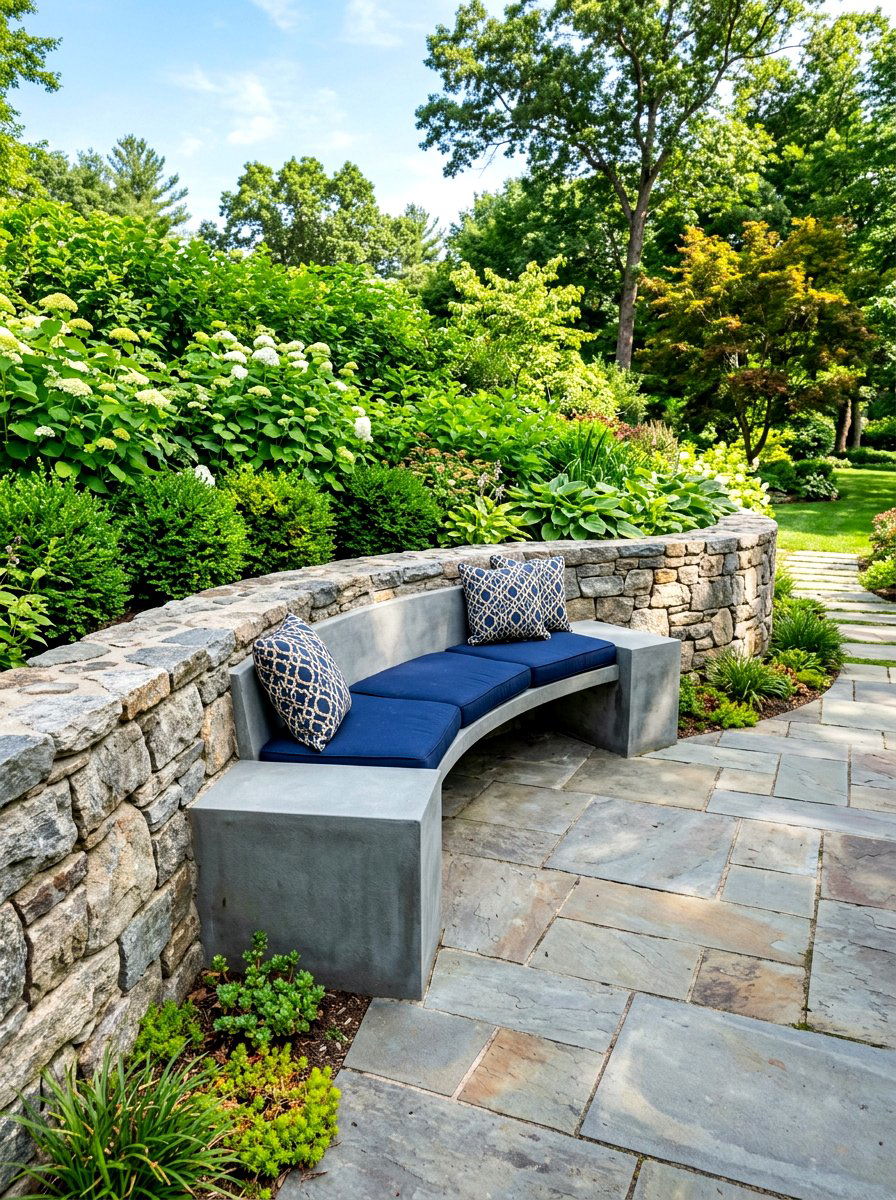 Built In Bench - 30 backyard patio ideas