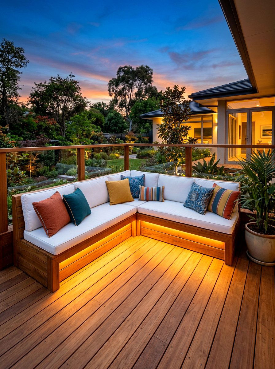 Built In Bench - 30 small space outdoor furniture ideas