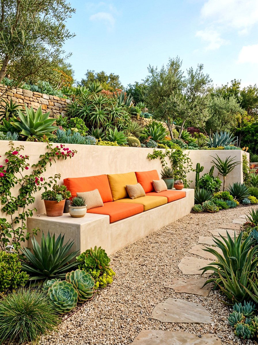 Built In Bench - 30 southwestern backyard ideas