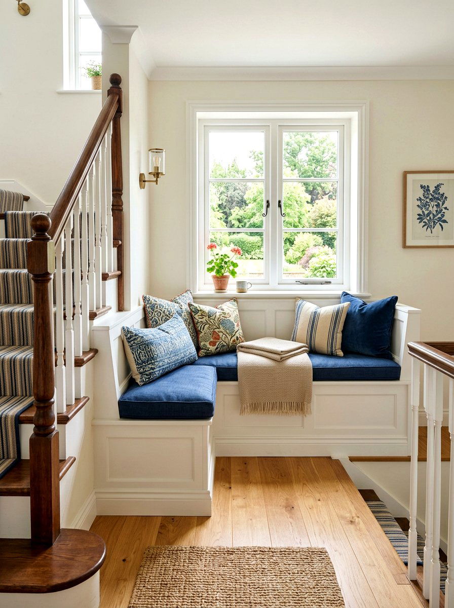 Built In Bench - 30 staircase decor ideas