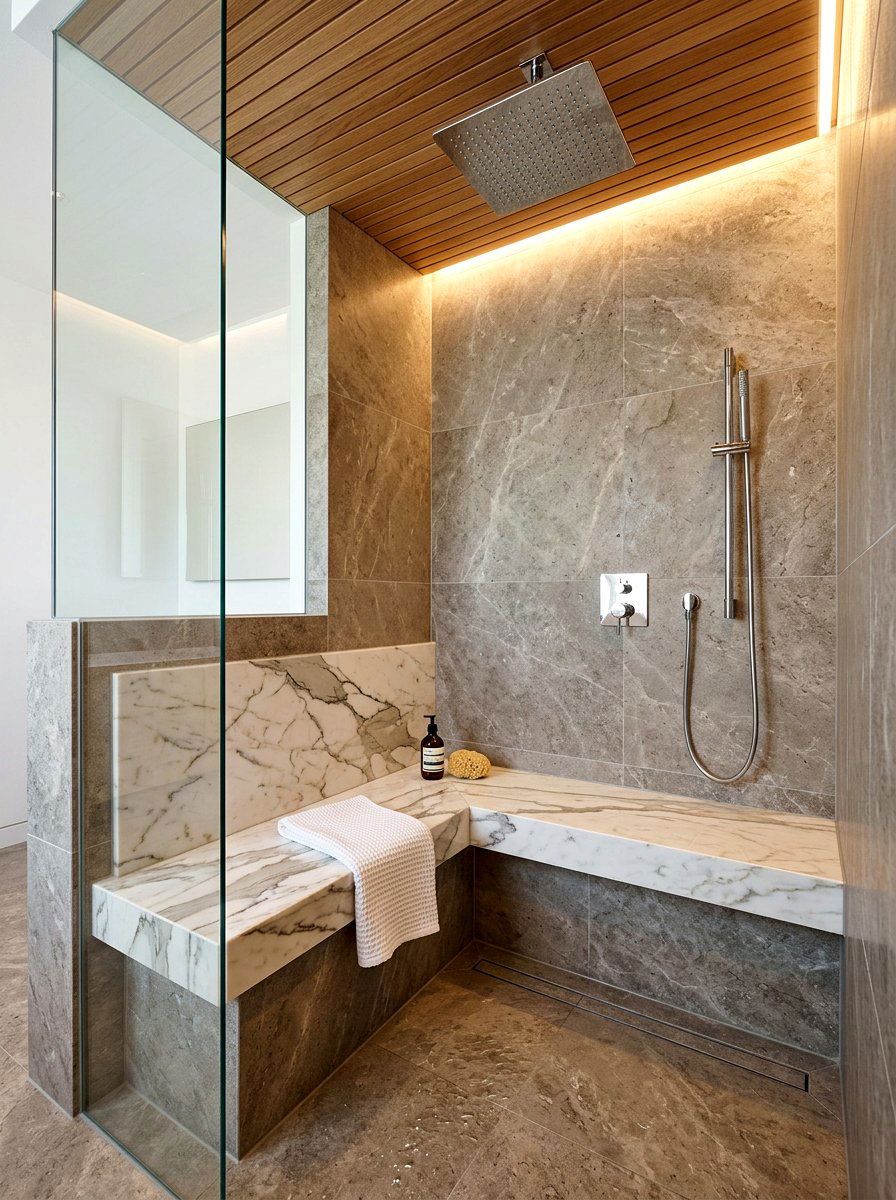 Built In Bench - 30 steam shower ideas