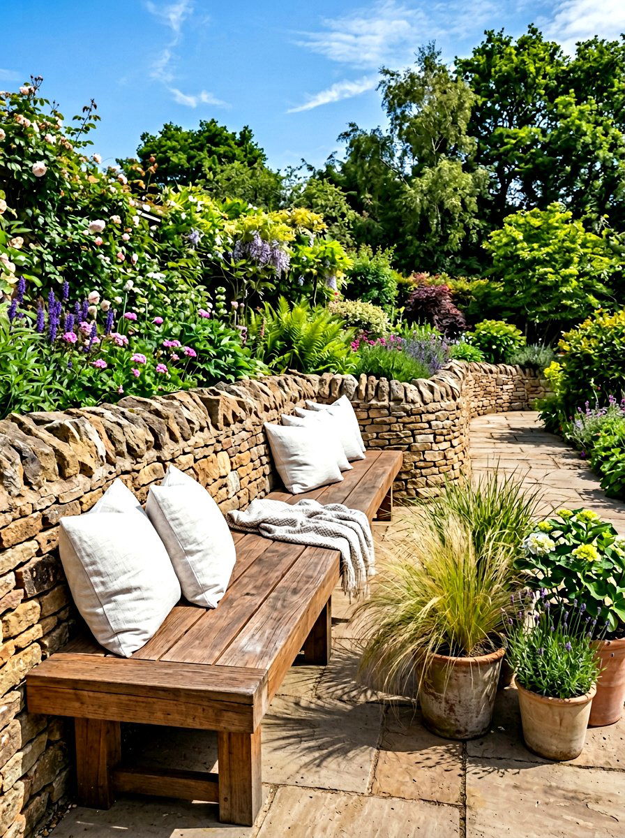 Built In Bench - 30 terrace garden ideas