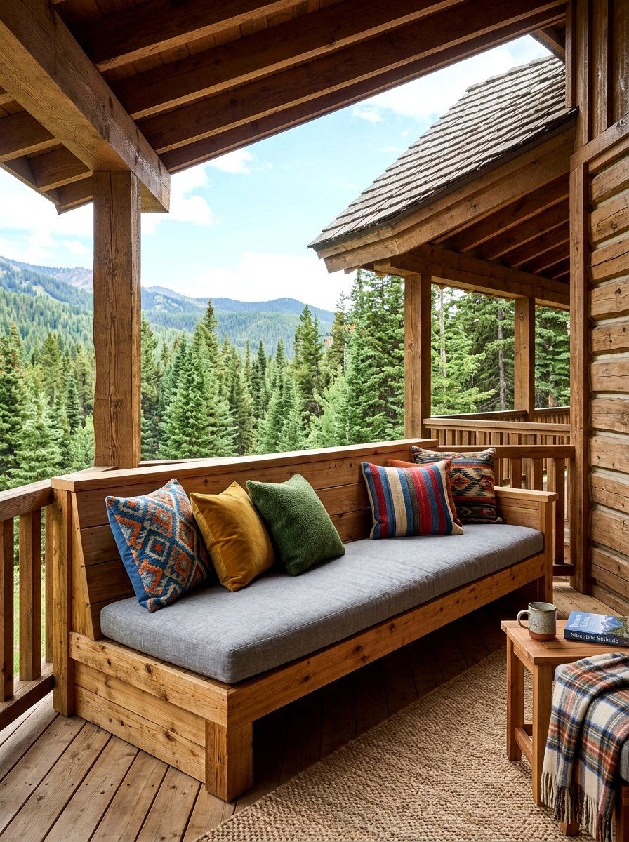Built In Bench - 30 chalet porch ideas