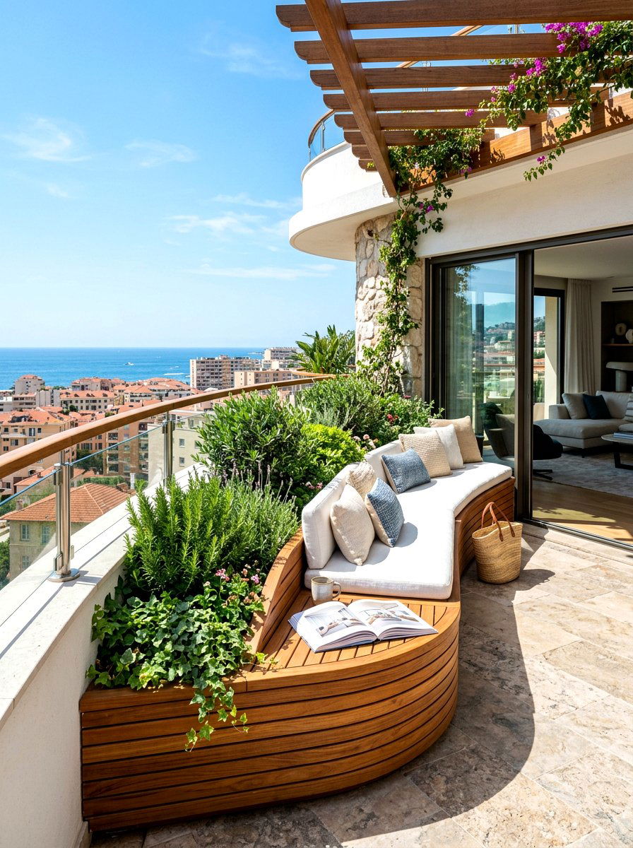 Built In Bench - 30 balcony furniture ideas