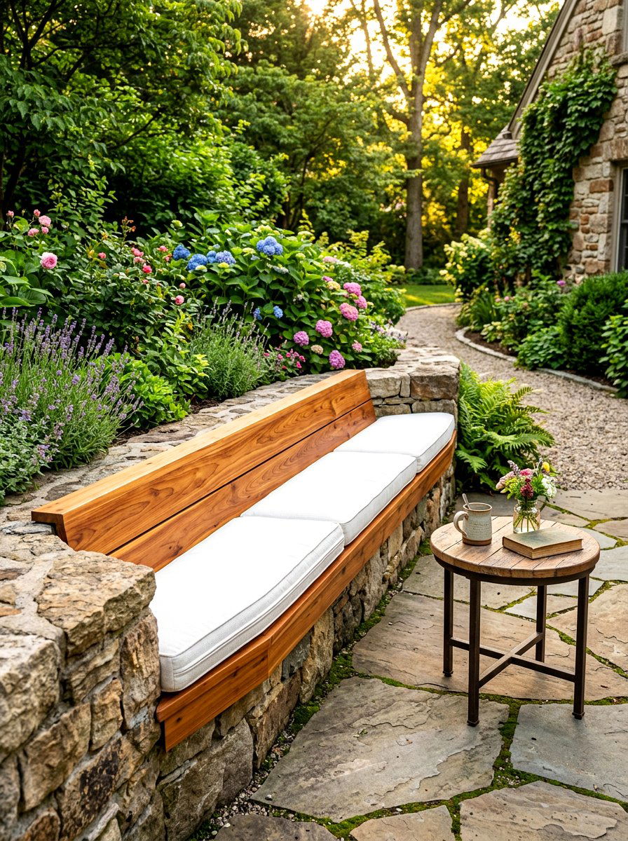 Built In Bench - 30 intimate patio ideas